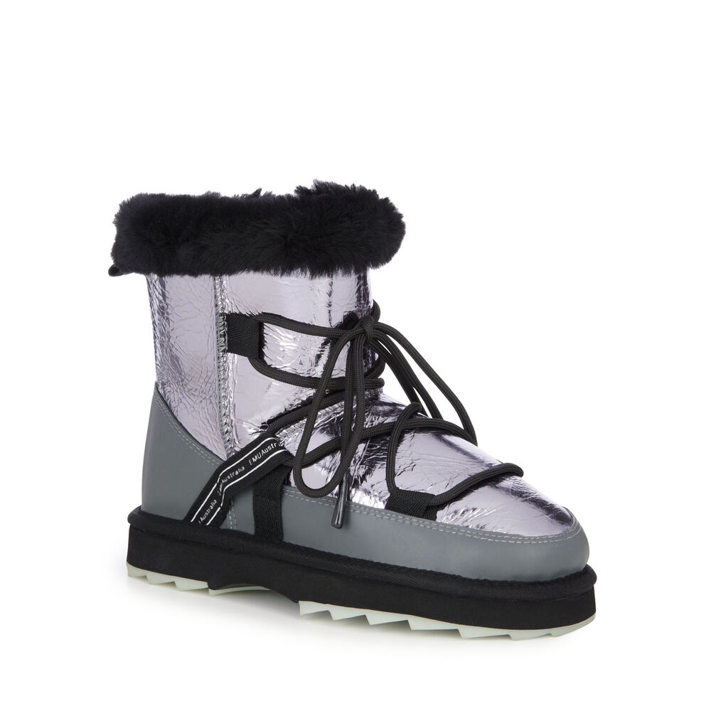 Emu Blurred Mirror Stiefel Damen Dunkelsilber | 96DKUGYQE