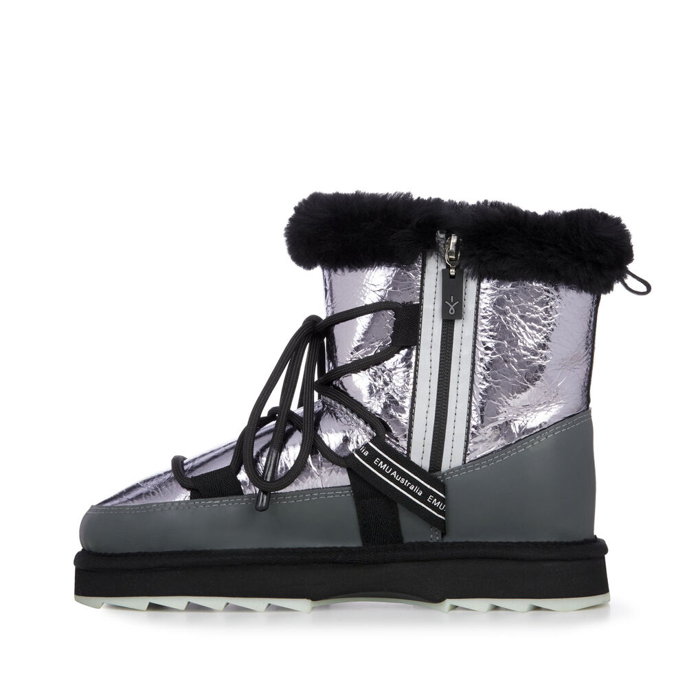 Emu Blurred Mirror Stiefel Damen Dunkelsilber | 96DKUGYQE